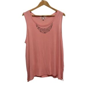 Extra Touch Pink Sleeveless Top with Stud Detail